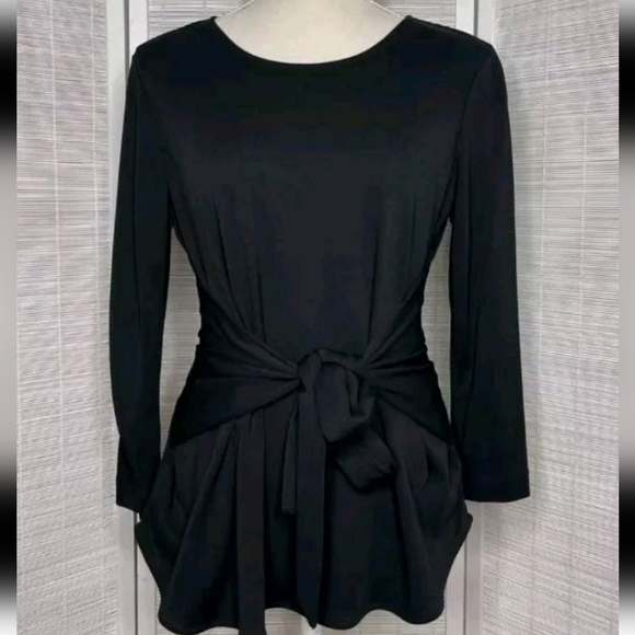 MM. LaFleur Walker Top Women's Medium Black Classic Wrap Waist Career - Picture 1 of 10